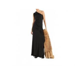 NEW ROTATE draped one shoulder dress in black